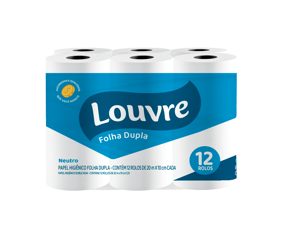 PAPEL HIGIENICO LOUVRE DOBLE HOJA 20M 12U